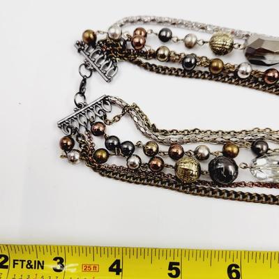 LAYERED METAL MULTI TONED NECKLACE