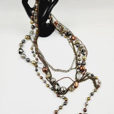 LAYERED METAL MULTI TONED NECKLACE