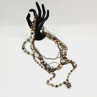 LAYERED METAL MULTI TONED NECKLACE