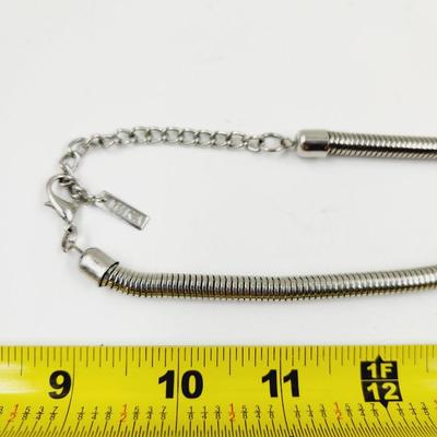 HEAVY METAL SILVERTONED & BLACK STONE NECKLACE