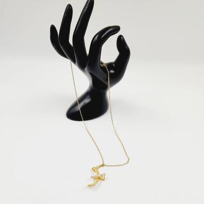 GOLD TONED FAUX DIAMOND DNA NECKLACE