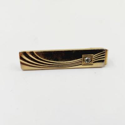 VINTAGE ANSON GT & RHINESTONE TIE CLIP TACK