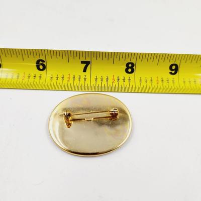 VINTAGE DAMASCENE BLACK AMITA JAPANESE BROOCH