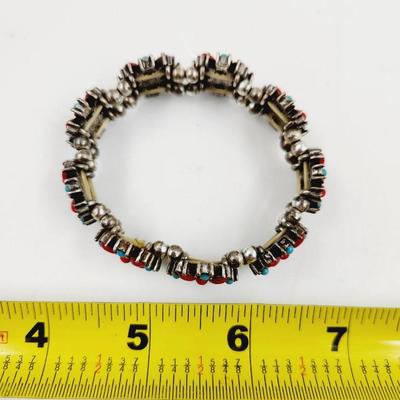 MULTI COLORED FAUX STONE STRETCHY BRACELET