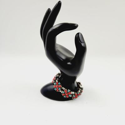 MULTI COLORED FAUX STONE STRETCHY BRACELET