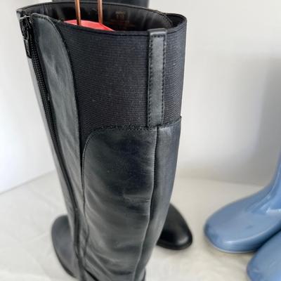 8500 Ladies Leather Ralph Lauren Boots and Periwinkle Blue Rainboots