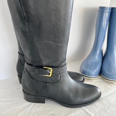 8500 Ladies Leather Ralph Lauren Boots and Periwinkle Blue Rainboots