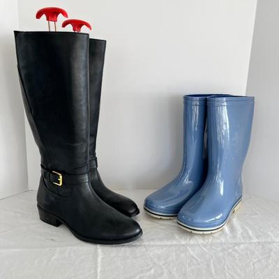 8500 Ladies Leather Ralph Lauren Boots and Periwinkle Blue Rainboots