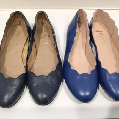 Lot. 8514. FS/NY Scolloped Leather Ballet Flats, 2 pairs, 8.5