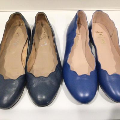 Lot. 8514. FS/NY Scolloped Leather Ballet Flats, 2 pairs, 8.5
