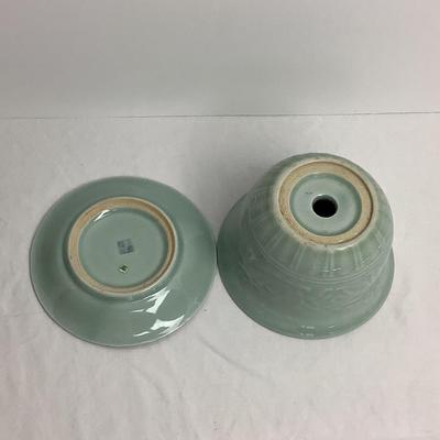 Lot 8424. Kangxi Qing Dynasty Chinoiserie Porcelain Bowl & Pot/Saucer