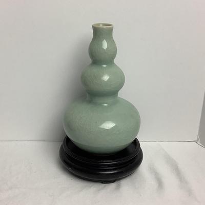Lot 8425  Two Vintage Chinoiserie Porcelain Celadon Vases