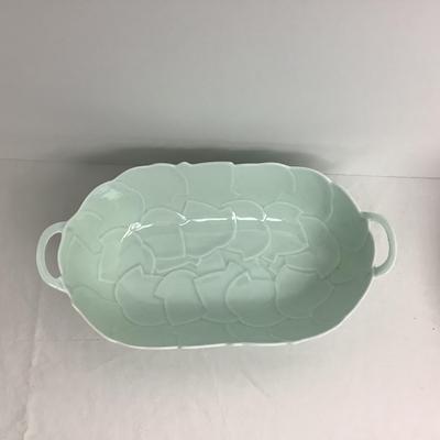 Lot 8426  Two Handled, Oval Porcelain Bowl, Andrea by Sadek / Vintage Chinoiserie Porcelain Celadon Vase