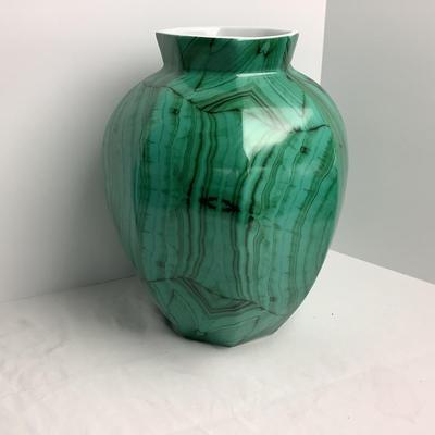 Lot 8428  Pair of Malachite Faceted Vases
