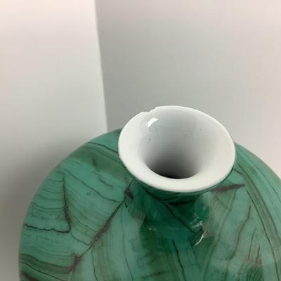 Lot 8428  Pair of Malachite Faceted Vases