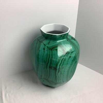 Lot 8428  Pair of Malachite Faceted Vases