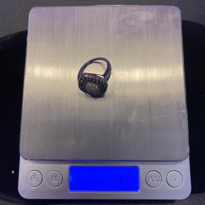 10kt white gold cluster dinner ring with 85 diamonds and appraisal