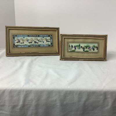 8374 Two Antique Persian Miniature Paintings on Bone