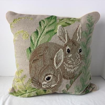 8360 Two Bunnies Needlepoint Pillow