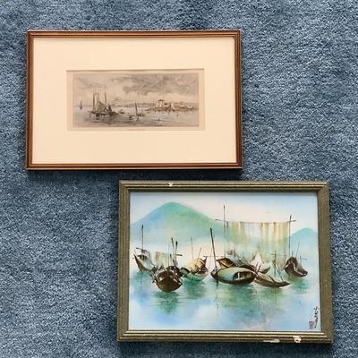 Lot 8538. Framed Chinese Watercolor on Silk / JG Smithwick Print