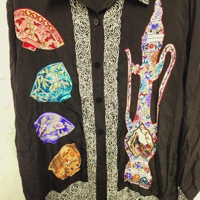 VINTAGE DIANE VON FURSTENBERG 100% SILK BUTTON UP WOMENS SHIRT