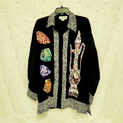 VINTAGE DIANE VON FURSTENBERG 100% SILK BUTTON UP WOMENS SHIRT