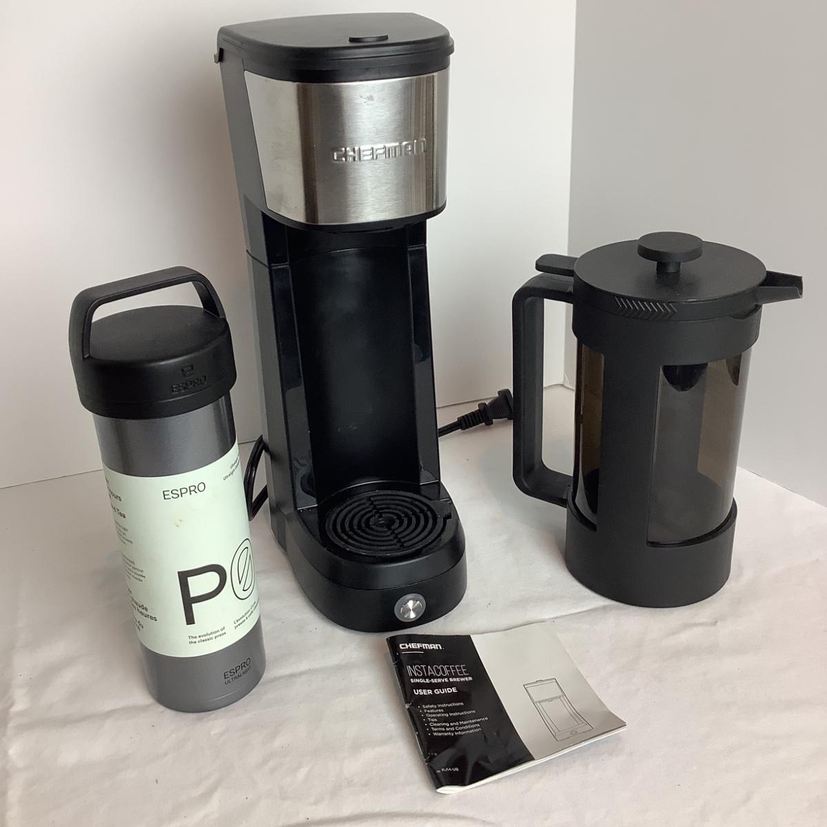8562 Coffeemaker Lot Chefman SingleServe Brewer, Espro Ultralight