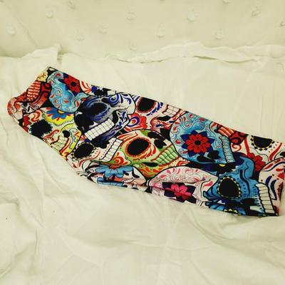 SIZE MED SKULL DESIGNED STRETCHY LEGGINGS