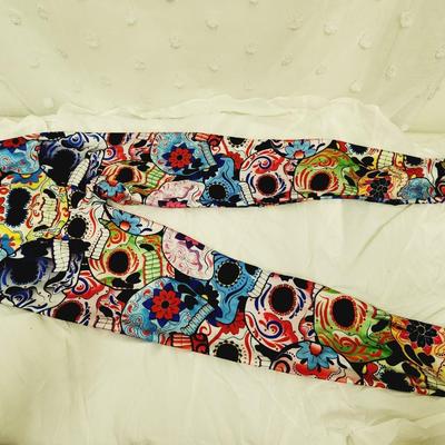 SIZE MED SKULL DESIGNED STRETCHY LEGGINGS