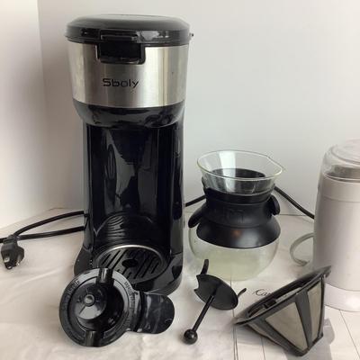 8563 Sboly Single-Serve Coffee Brewer, Capresso Coffee Blade Grinder, Secura Stainless Steel Milk Frothier