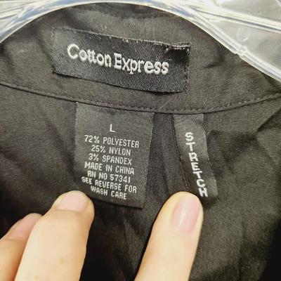 COTTON EXPRESS SIZE LARGE STRETCH BLACK WOMENS BLOUSE