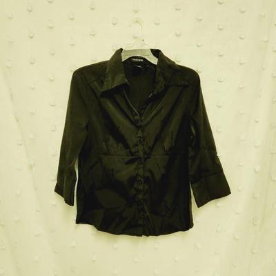 COTTON EXPRESS SIZE LARGE STRETCH BLACK WOMENS BLOUSE