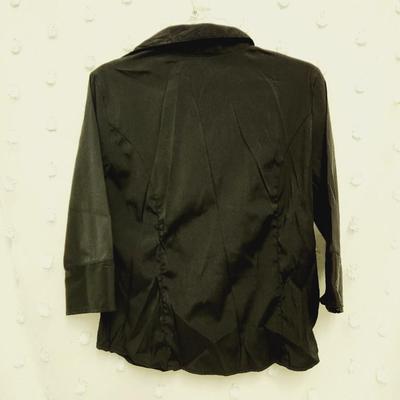 COTTON EXPRESS SIZE LARGE STRETCH BLACK WOMENS BLOUSE