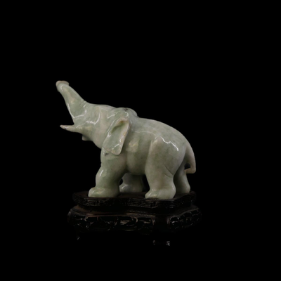 Chinese Celadon Jade Elephant Figurine