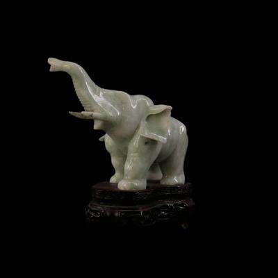 Chinese Celadon Jade Elephant Figurine