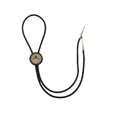 Native American Signed Zuni Sun Face Bolo Tie