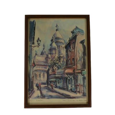 "Paris le FaciÃ© Coeur" by Marius Girard (1927-2014) Signed Watercolor Print