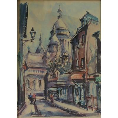 "Paris le FaciÃ© Coeur" by Marius Girard (1927-2014) Signed Watercolor Print