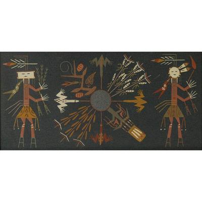 Original "Sacred Plants" Navajo Signed Sand Painting by John Lee Begay