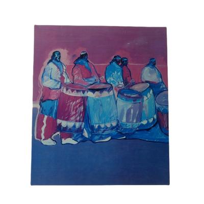 Native Americans with Drums Giclee on Canvas