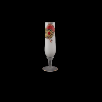 Tall Asian Floral Satin Glass Vase