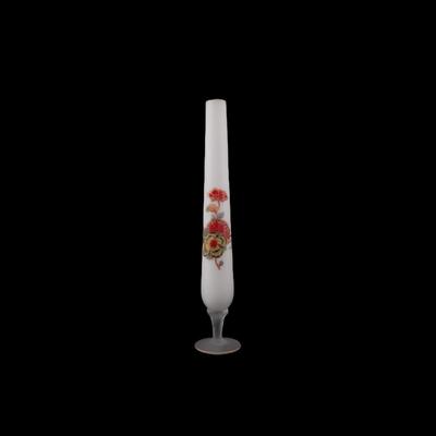 Tall Asian Floral Satin Glass Vase