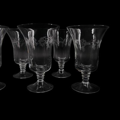 (6 pcs) Vintage Etched Holiday Glassware 