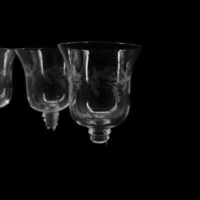 (4 pcs) Vintage Etched Holiday Wine Glasses