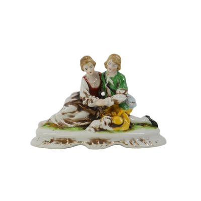 Couple with Dog Figurine