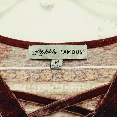 ABSOLUTELY FAMOUS SIZE MEDIUM RED & CREAM BLOUSE