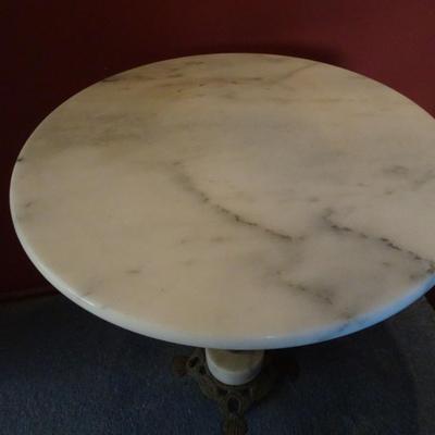 LOT 99  VINTAGE MARBLE AND BRASS TABLE