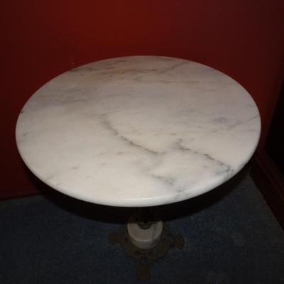 LOT 99  VINTAGE MARBLE AND BRASS TABLE