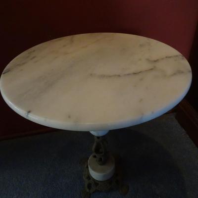 LOT 99  VINTAGE MARBLE AND BRASS TABLE