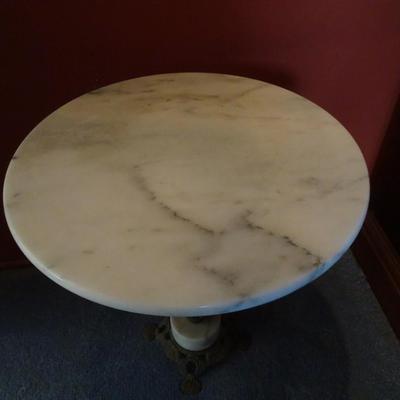 LOT 99  VINTAGE MARBLE AND BRASS TABLE